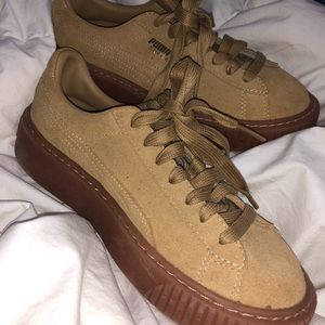 PUMA beige platform shoes